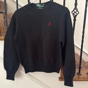 Polo Ralph Lauren Knit Crew Neck Sweater Black Kids Size M EUC